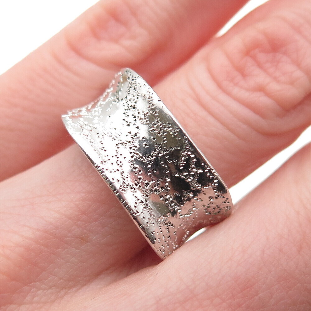 Sezgin 925 Sterling Silver Textured Modernist Ring Size 6.25